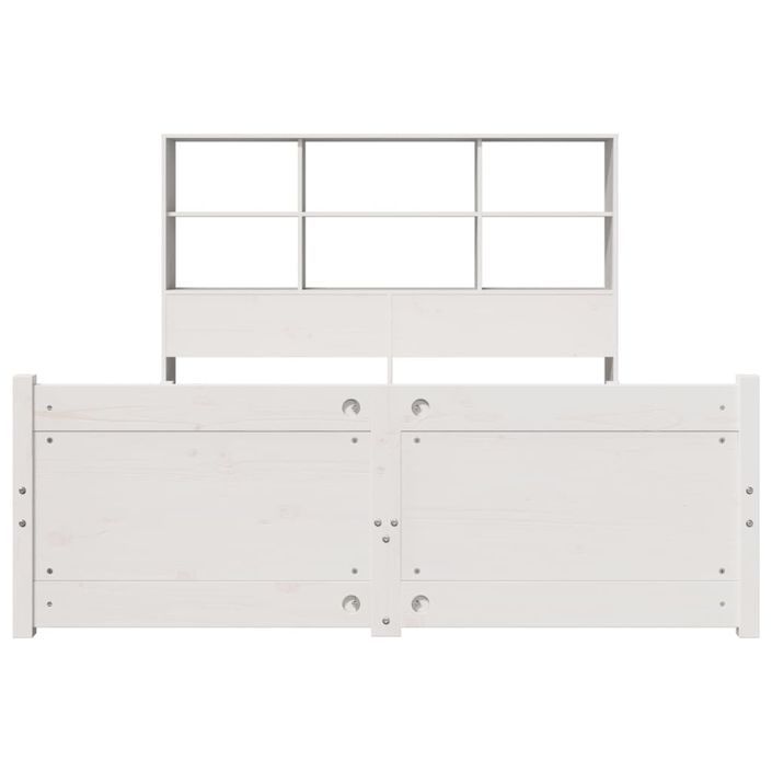 Lit bibliothèque sans matelas blanc 140x190 cm bois pin massif - Photo n°4