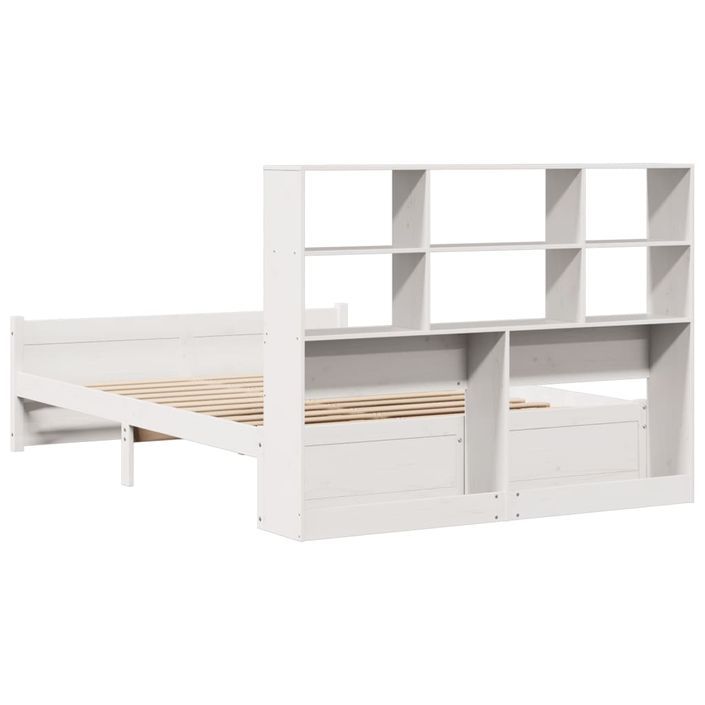 Lit bibliothèque sans matelas blanc 140x190 cm bois pin massif - Photo n°6