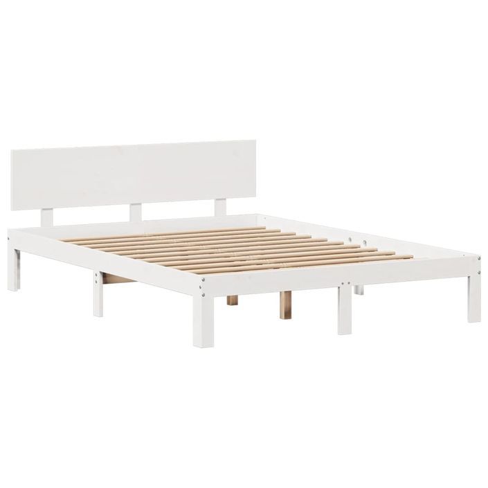 Lit bibliothèque sans matelas blanc 140x190 cm bois pin massif - Photo n°8