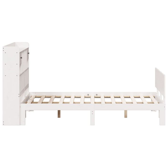 Lit bibliothèque sans matelas blanc 140x190 cm bois pin massif - Photo n°5