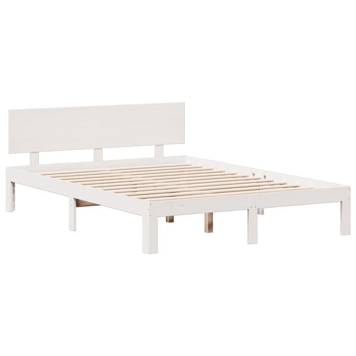 Lit bibliothèque sans matelas blanc 140x190 cm bois pin massif - Photo n°8