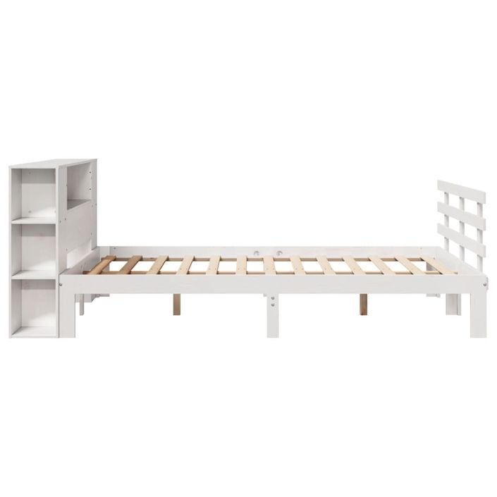 Lit bibliothèque sans matelas blanc 140x190 cm bois pin massif - Photo n°5