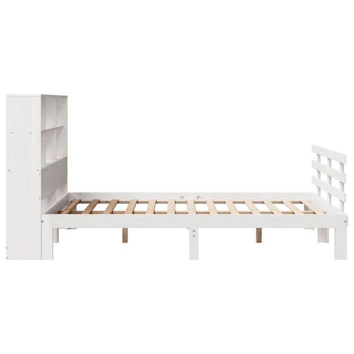 Lit bibliothèque sans matelas blanc 140x190 cm bois pin massif - Photo n°5