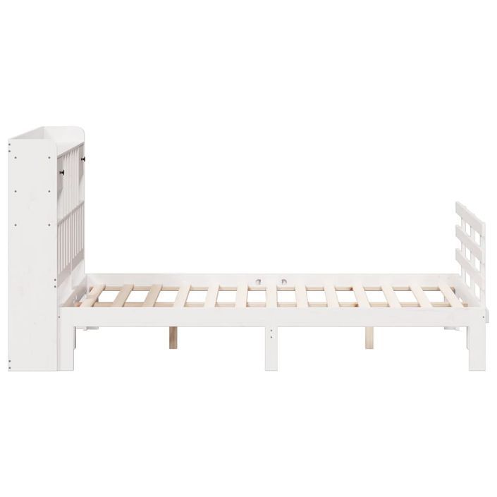 Lit bibliothèque sans matelas blanc 140x190 cm bois pin massif - Photo n°5