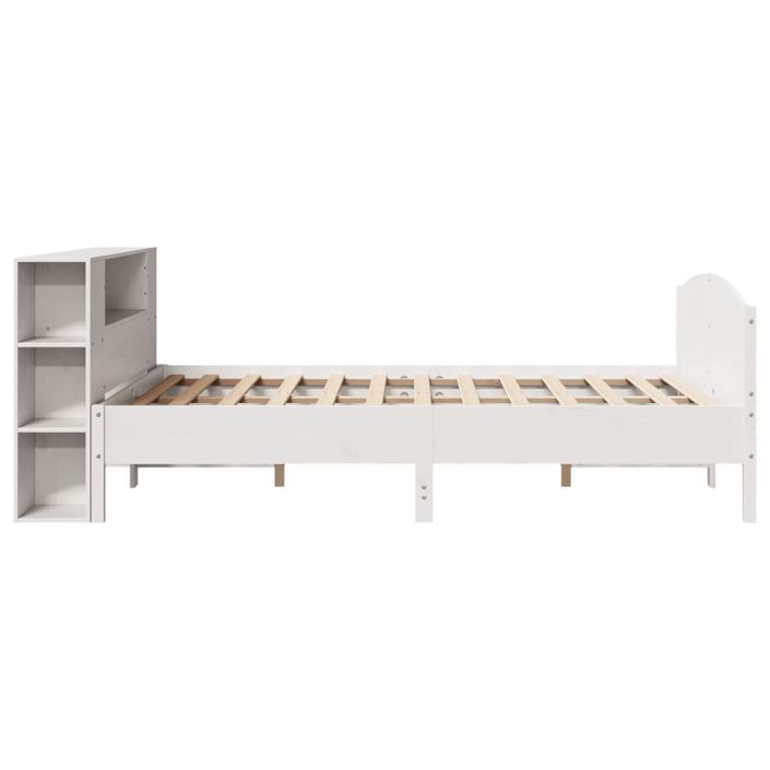 Lit bibliothèque sans matelas blanc 140x190 cm bois pin massif - Photo n°5