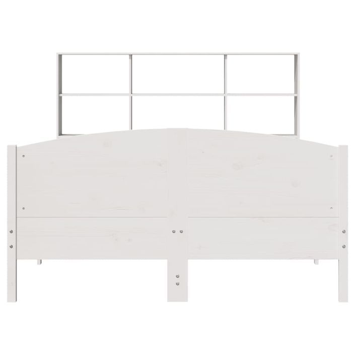 Lit bibliothèque sans matelas blanc 140x190 cm bois pin massif - Photo n°4