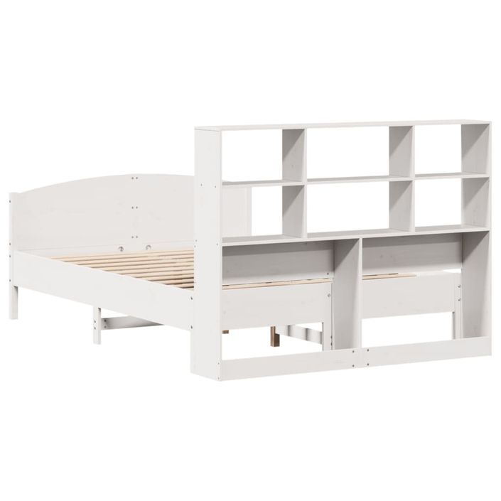 Lit bibliothèque sans matelas blanc 140x190 cm bois pin massif - Photo n°6