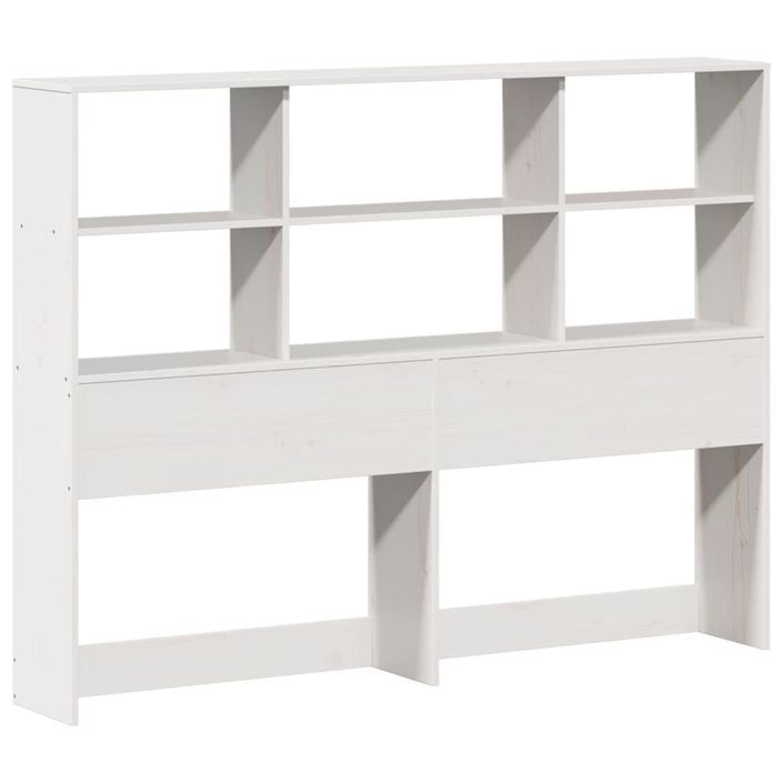 Lit bibliothèque sans matelas blanc 140x190 cm bois pin massif - Photo n°7