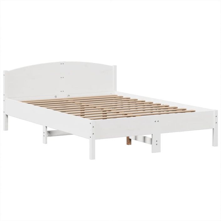 Lit bibliothèque sans matelas blanc 140x190 cm bois pin massif - Photo n°8