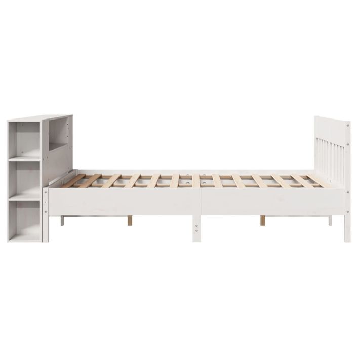 Lit bibliothèque sans matelas blanc 140x190 cm bois pin massif - Photo n°5