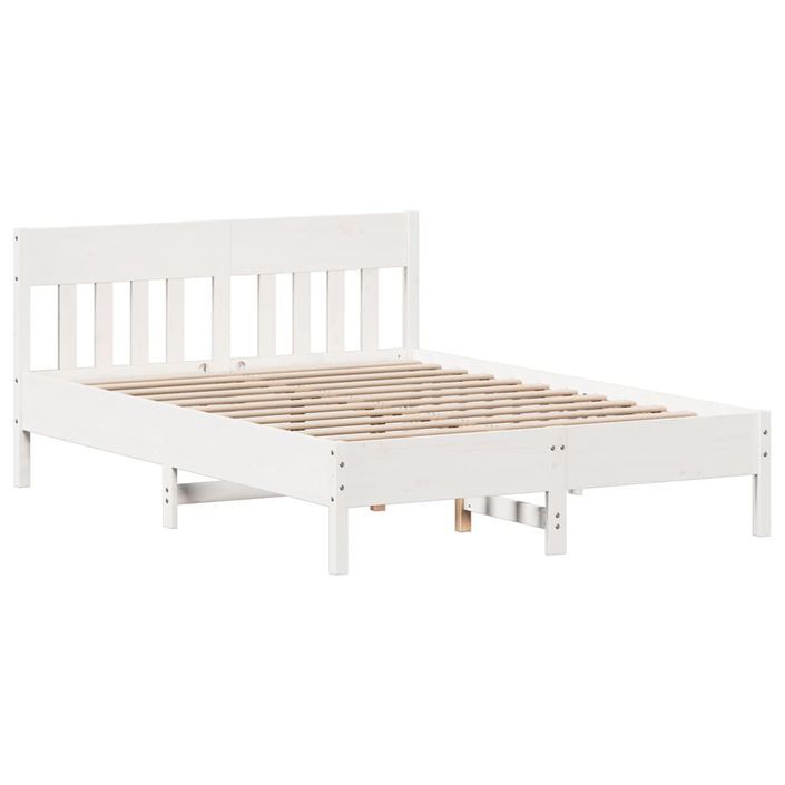 Lit bibliothèque sans matelas blanc 140x190 cm bois pin massif - Photo n°8