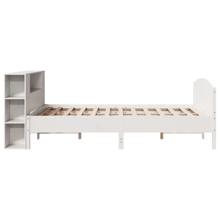 Lit bibliothèque sans matelas blanc 140x200 cm bois pin massif - Photo n°5