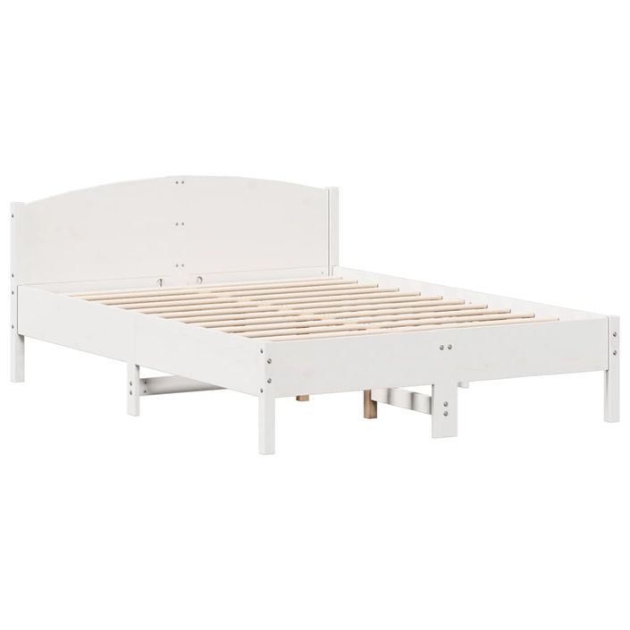 Lit bibliothèque sans matelas blanc 140x200 cm bois pin massif - Photo n°8