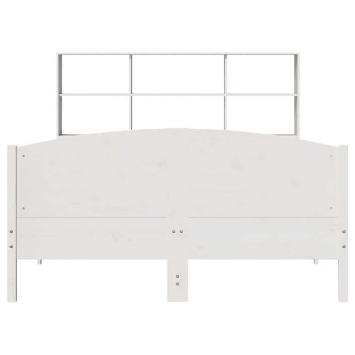 Lit bibliothèque sans matelas blanc 140x200 cm bois pin massif - Photo n°4