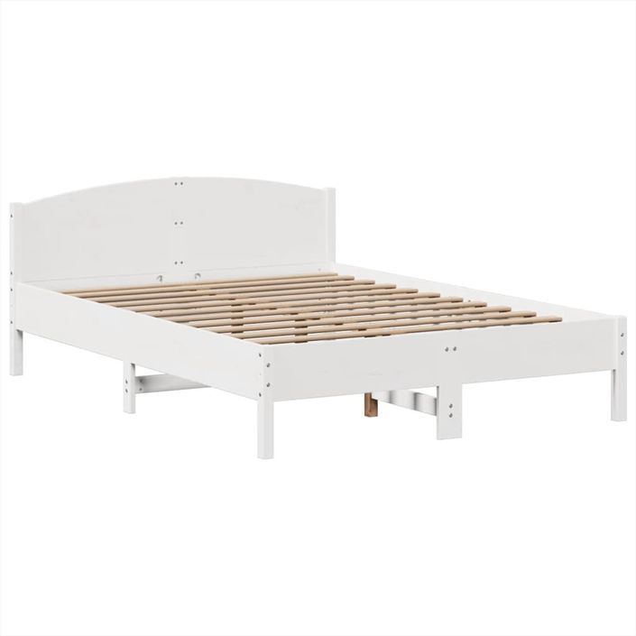 Lit bibliothèque sans matelas blanc 140x200 cm bois pin massif - Photo n°8