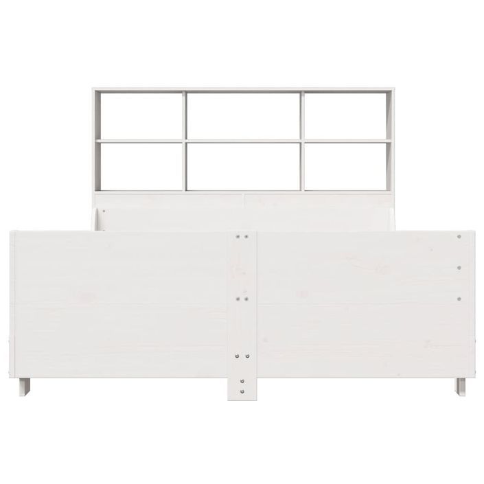 Lit bibliothèque sans matelas blanc 150x200 cm bois massif - Photo n°4