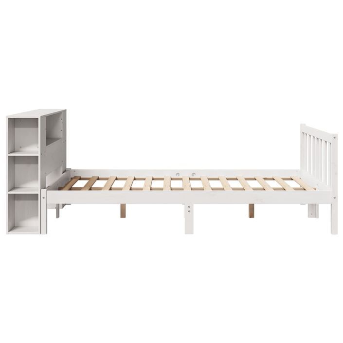 Lit bibliothèque sans matelas blanc 150x200 cm bois pin massif - Photo n°7