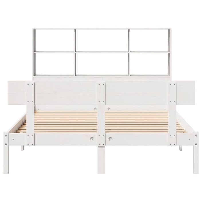 Lit bibliothèque sans matelas blanc 150x200 cm bois pin massif - Photo n°4