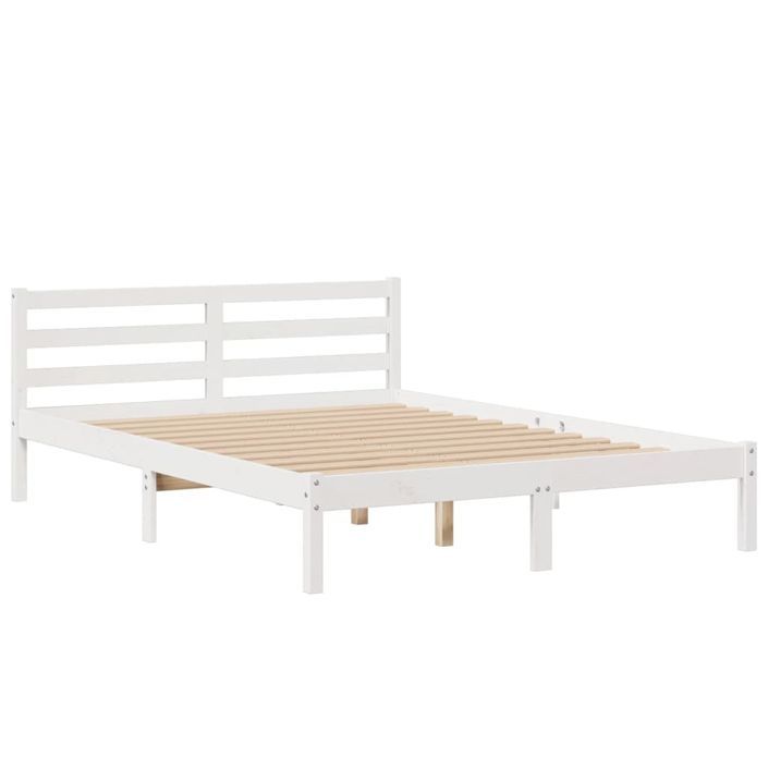 Lit bibliothèque sans matelas blanc 150x200 cm bois pin massif - Photo n°8