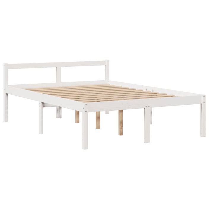 Lit bibliothèque sans matelas blanc 150x200 cm bois pin massif - Photo n°8