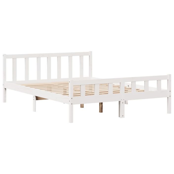 Lit bibliothèque sans matelas blanc 150x200 cm bois pin massif - Photo n°8