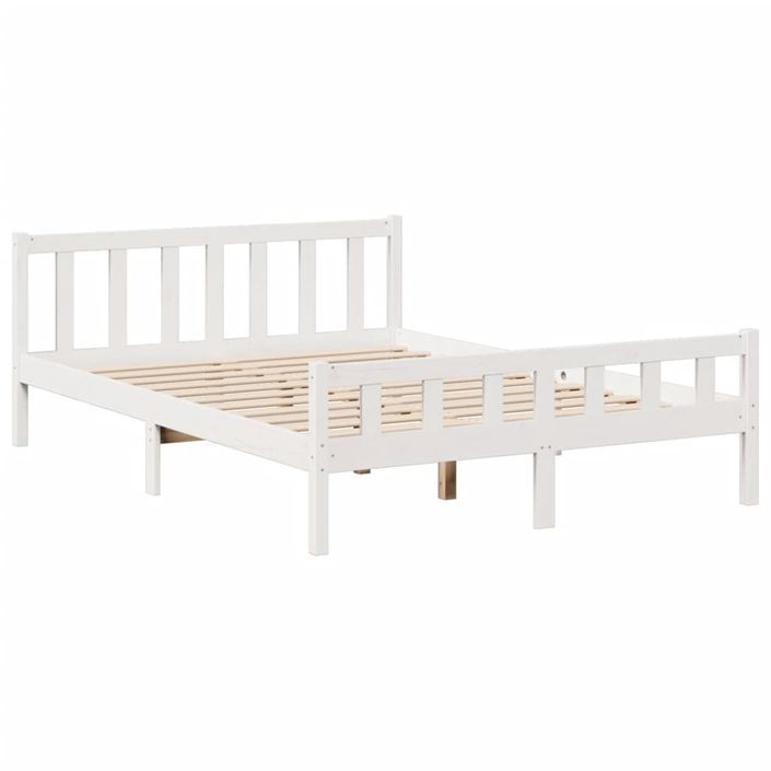 Lit bibliothèque sans matelas blanc 150x200 cm bois pin massif - Photo n°8