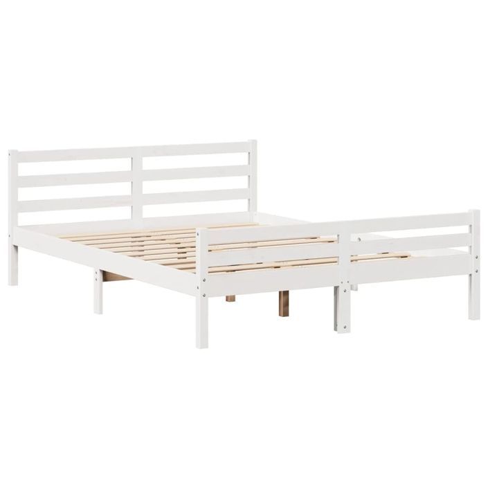 Lit bibliothèque sans matelas blanc 150x200 cm bois pin massif - Photo n°8