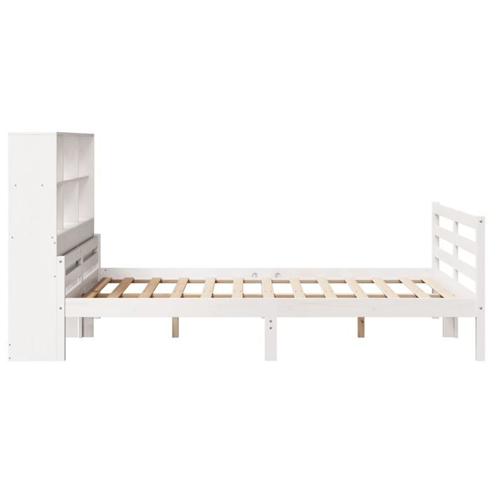 Lit bibliothèque sans matelas blanc 150x200 cm bois pin massif - Photo n°5