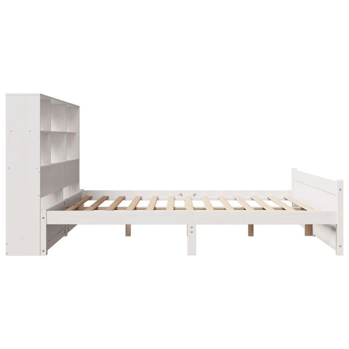 Lit bibliothèque sans matelas blanc 150x200 cm bois pin massif - Photo n°5