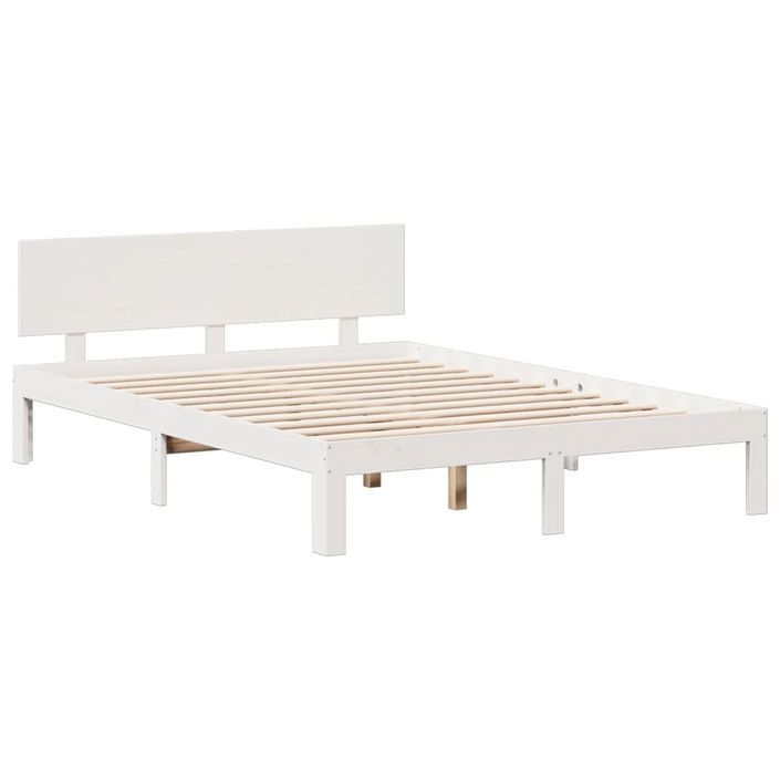 Lit bibliothèque sans matelas blanc 150x200 cm bois pin massif - Photo n°8