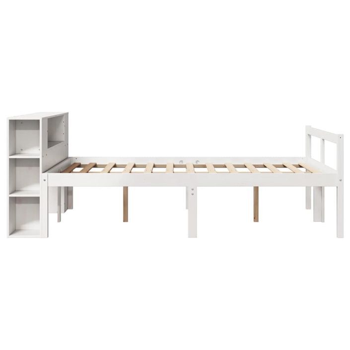 Lit bibliothèque sans matelas blanc 160x200 cm bois pin massif - Photo n°5