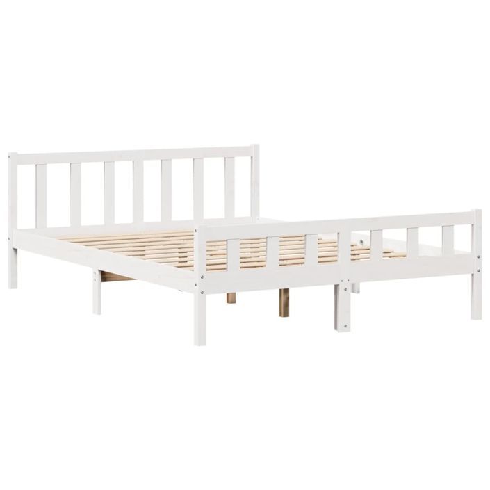 Lit bibliothèque sans matelas blanc 160x200 cm bois pin massif - Photo n°8