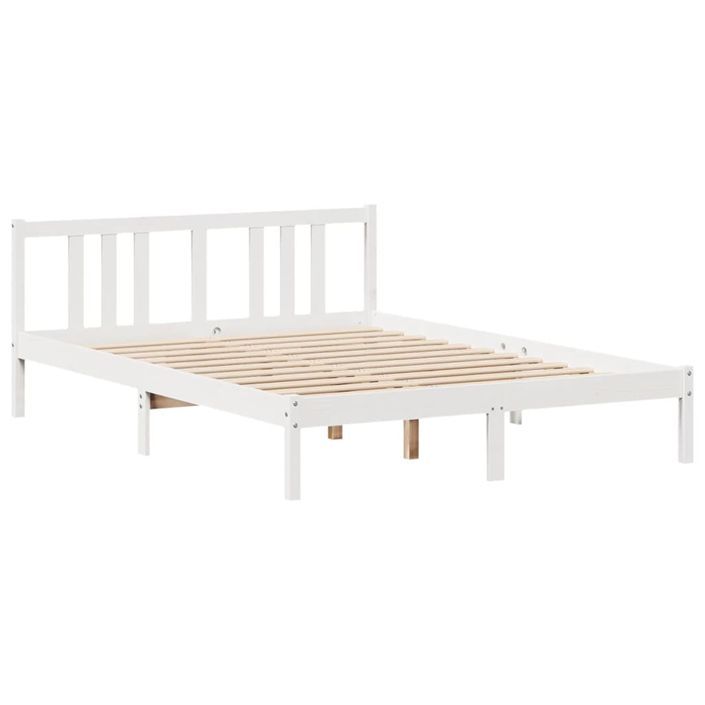 Lit bibliothèque sans matelas blanc 160x200 cm bois pin massif - Photo n°8