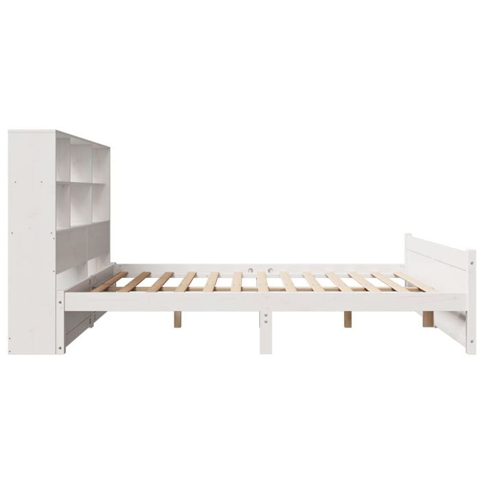 Lit bibliothèque sans matelas blanc 160x200 cm bois pin massif - Photo n°5