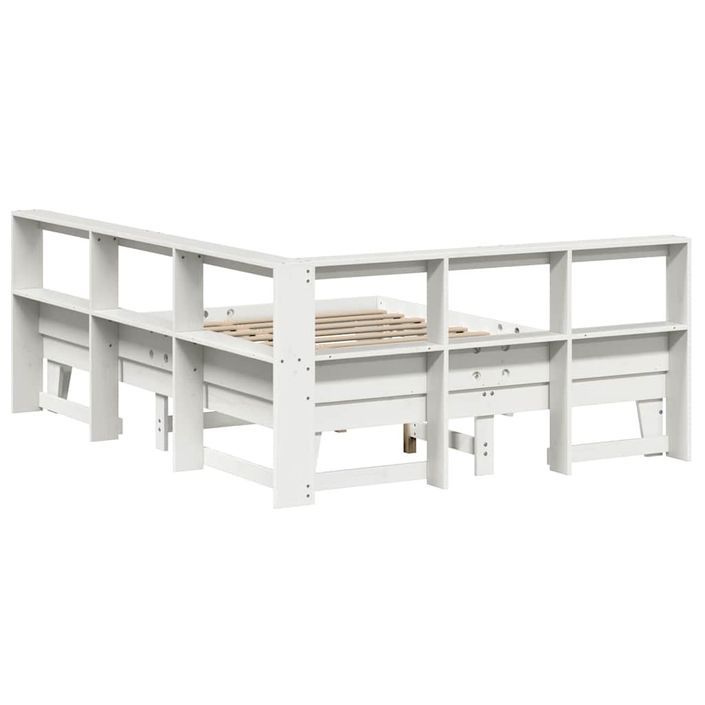 Lit bibliothèque sans matelas blanc 160x200 cm bois pin massif - Photo n°7