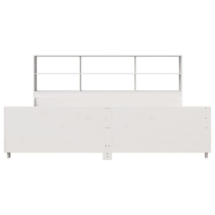 Lit bibliothèque sans matelas blanc 180x200 cm bois massif - Photo n°4