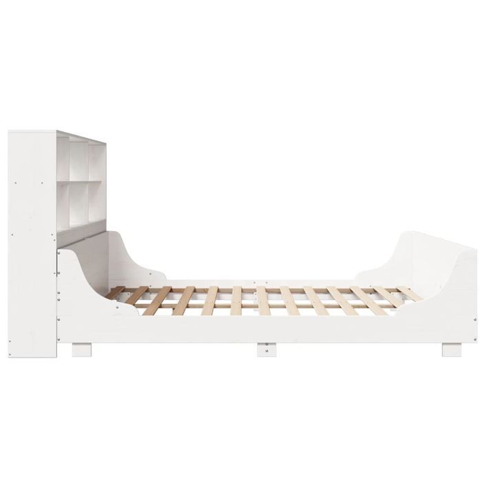 Lit bibliothèque sans matelas blanc 180x200 cm bois massif - Photo n°5