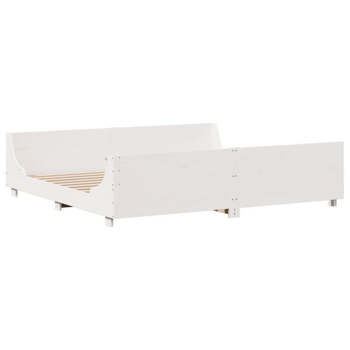 Lit bibliothèque sans matelas blanc 180x200 cm bois massif - Photo n°8