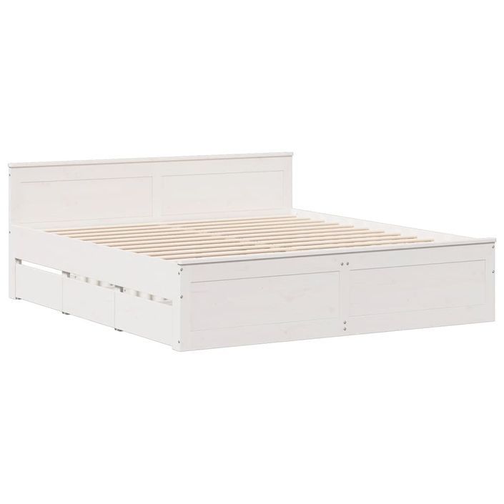 Lit bibliothèque sans matelas blanc 180x200 cm bois pin massif - Photo n°8