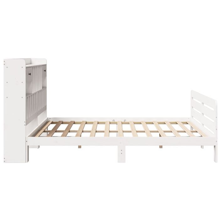 Lit bibliothèque sans matelas blanc 180x200 cm bois pin massif - Photo n°7