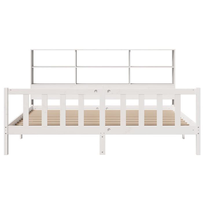 Lit bibliothèque sans matelas blanc 180x200 cm bois pin massif - Photo n°4