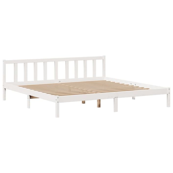 Lit bibliothèque sans matelas blanc 180x200 cm bois pin massif - Photo n°5