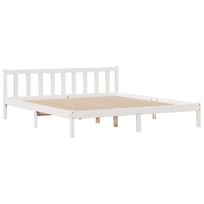 Lit bibliothèque sans matelas blanc 180x200 cm bois pin massif - Photo n°5