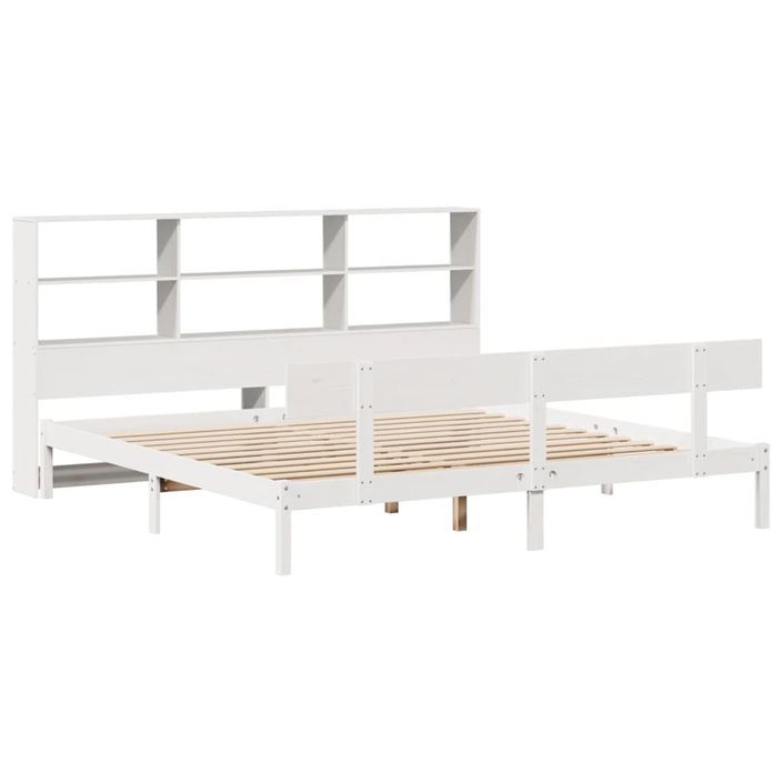 Lit bibliothèque sans matelas blanc 180x200 cm bois pin massif - Photo n°3