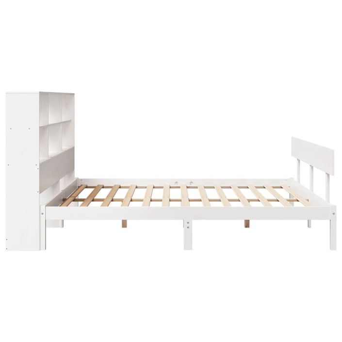 Lit bibliothèque sans matelas blanc 180x200 cm bois pin massif - Photo n°7