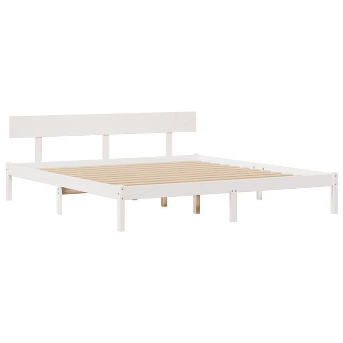 Lit bibliothèque sans matelas blanc 180x200 cm bois pin massif - Photo n°5