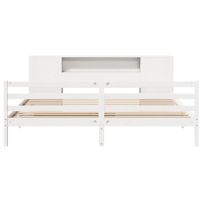 Lit bibliothèque sans matelas blanc 180x200 cm bois pin massif - Photo n°4