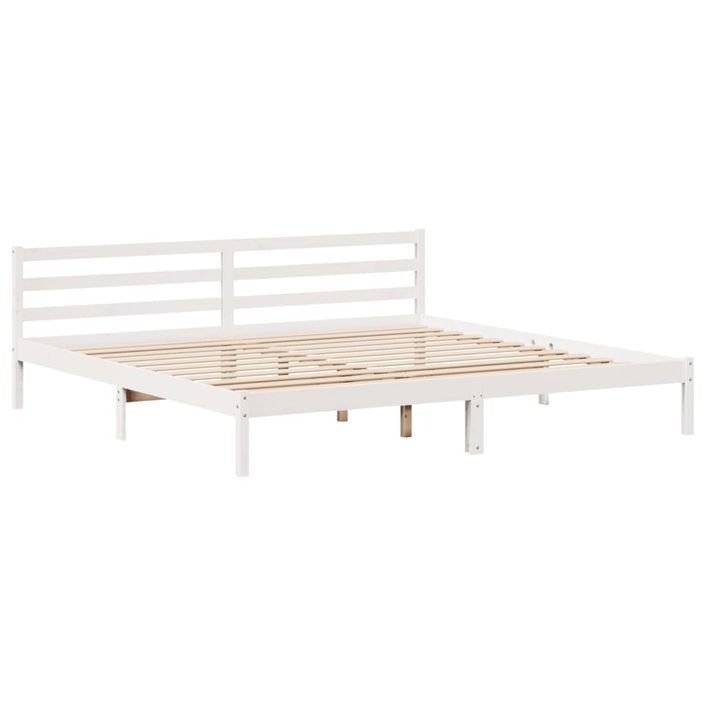 Lit bibliothèque sans matelas blanc 180x200 cm bois pin massif - Photo n°6