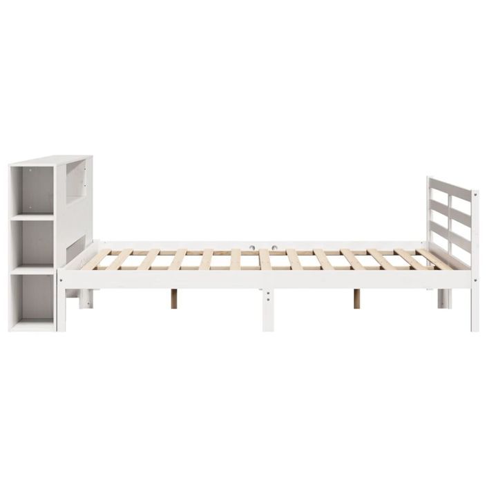 Lit bibliothèque sans matelas blanc 180x200 cm bois pin massif - Photo n°7