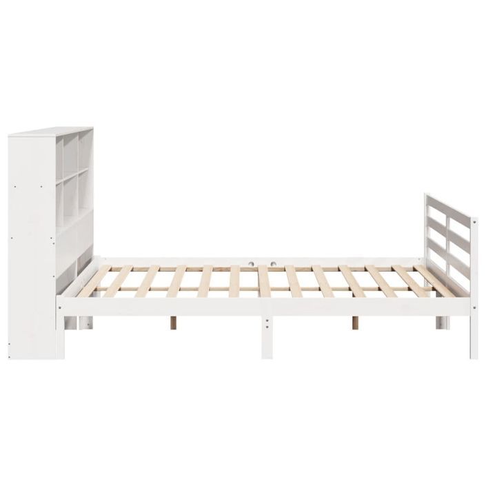 Lit bibliothèque sans matelas blanc 180x200 cm bois pin massif - Photo n°5